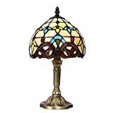Lampada da tavolo in stile Tiffany, Lampada da comodino notte a paralume fatto a mano in vetro colorato, soggiorno, bar ...