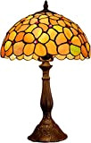 lampada da tavolo in stile Tiffany,Lampada in vet Lampade da tavolo Tiffany Vintage Flower Pastorale in vetro colorato effetto paralume ...