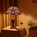 Lampada da tavolo Tiffany da 16 pollici Lampada da comodino Lampada da comodino in vetro colorato per camera da letto ...