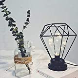 Lampada da tavolo Vintage Stile Gabbia in ferro, Lampada da scrivania industriale con cavo, E27 illuminazione decorativa Lampada da comodino, ...