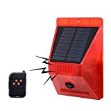 Lampada di allarme solare con telecomando, KEEDA 129db sensore di movimento solare Luce stroboscopica, Rosso Luci sirene per casa all'aperto, ...