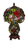 Lampada in stile Tiffany a libellula con farfalla elegante, lampada decorativa in stile Tiffany, lampada da tavolo (base in vetro)