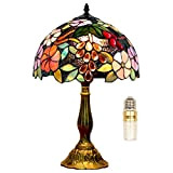 Lampada in stile Tiffany, FUMAT 12 pollici Lampada da comodino notte a paralume fatto a mano in vetro colorato, Lampada ...