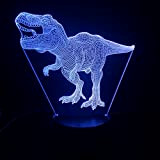 Lampada LED Dinosauro Tiranosauro T-Rex cambia colore USB luce notturna e decorazione