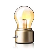 Lampada LED vintage portatile, luce notturna ricaricabile, lampada da tavolo ricaricabile tramite USB, per casa, scrivania, tavolo, viaggi (oro)