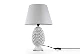 Lampada lumetto forma pigna con base in ceramica colore bianco cappa bianca 45CM cm attacco lampada E14 TOR-830686