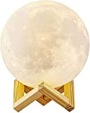 Lampada Luna 3D Stampata, ALED LIGHT Piena Lampada Moon Luna con Diametro 15cm, 3 Colori, Ricarica USB Decorativo LED Luce ...