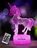 Lampada Unicorno Led, 16 Colori Luce Notturna Unicorno da Bambina con Telecomando e Cavo USB, Regalo Ragazza Dimmerabile Lampada Unicorno, ...