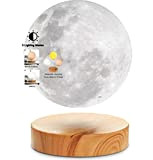 Lampada VGA a forma di luna che oscilla liberamente nell'aria, con base in legno e luce di luna della stampa ...