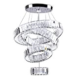 Lampadario a 4 anelli moderna lampada a sospensione LED plafoniere rotonde in cristallo plafoniere regolabili in acciaio inox luci a ...