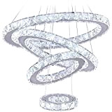 Lampadario a LED Lampadario moderno in cristallo Sala da pranzo Soggiorno Plafoniera a LED Lampada a sospensione 4 anelli Lampadario ...