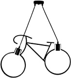 Lampadario a Sospensione Stile Moderno minimal con forma Bici di Bicicletta 2 attacchi Per Lampadine E27 da Camera Cucina Salone ...