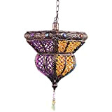 Lampadario arabo turco Tiffany marocchino Lampada da soffitto a sospensione Paralume in acrilico multicolore Camera da letto fai da te ...