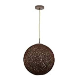 Lampadario TADANO marrone rotondo intrecciato Ø 39 cm moderno sfera lampada sala da pranzo soggiorno
