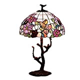 Lampade da tavolo 16 pollici in vetro colorato fiore ombreggiato base in metallo vintage comodino luce soggiorno lampada da scrivania ...
