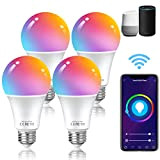 Lampadina Alexa E27, WiFi Lampadine Smart, LED 10W 1000LM 90W Equivalente, Dimmerabile Multicolore Lampadina Intelligente, Compatibile con Alexa/Google Home/Siri, Bianco ...