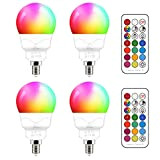 Lampadina LED E14, 5W (equivalenti a 40W) Colorate RGBW RGB 5700K Sfera Luce Bianca freddo Dimerabile Cambiare Colore Lampadina Multicolore ...
