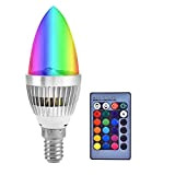 Lampadina LED, E14/E12 3W RGB LED Lampadina Telecomando Cambia Colore Lampadina a Lume di Candela RGB Stage Disco Party Lampada ...