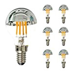 Lampadina LED Edison G45 / G14 4W, lampadina a filamento LED con punta argento, equivalente a 40 Watt, base candelabro ...