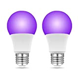 Lampadina UV Nera LED E27 9W UVA 395nm, AC 230V, 270 gradi, Lampadina a Raggi UV Ultravioletti E27 per Festa ...