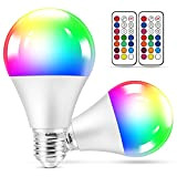 Lampadine Colorate [2 Pezzi], 10W Lampadine Colorate LED RGBW Cambiare Colore Lampadina E27 con Telecomando, Funzione Memoria e Timer, Lampadine ...