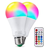 Lampadine Colorate LED, 10W Lampadine a E27 12 colori con Telecomando, Multicolore Regolabile RGB Bianco Caldo Dimmerabile Bulbo, Natale Decorativo ...