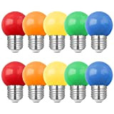 Lampadine Colorate LED E27 1W, G45 Mini Lampadine Colorate a LED, Equivalente 10W Lampadina a Incandescenza, Colori Misti Rosso Verde ...