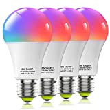 Lampadine intelligenti, Lampadine LED cambia colore abilitate Wi-Fi e Bluetooth, Equivalente a 80 W, Illuminazione domestica intelligente dimmerabile A19, Funziona ...