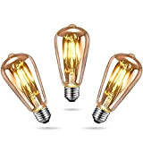 Lampadine LED E27 Vintage, Lampadine LED E27 Luce Calda 6W(equivalente a 60W) Protezione Occhi, Lampadine Vintage E27 2700K 600LM Base ...