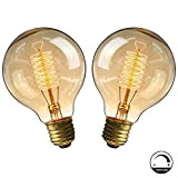 Lampadine vintage E27 40W, Retro lampada decorativa Edison G80 Lampadina regolabile a filamento in tungsteno bianco caldo 2700-2900K - 2 ...