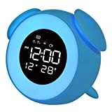 LANDENG I Bambini Comodino LED Digital Alarm Clock Snooze Night Light Dimmer Timer Port Fumetto Sveglia Ricaricabile Mute Comodino Luminoso ...