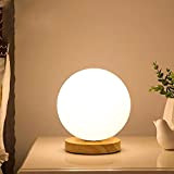 Lanterna desktop semplice romantico solido da tavolo in legno lampada da comodino luce palla di vetro rotonda paralume Legno Ball ...