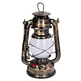 Lanterne LED Vintage, 2 Pezzi Lanterna a Fiamma Tremolante Portatile da Appendere All'aperto con Pulsante Interruttore Lampada Ricaricabile Retrò Luce ...
