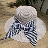 LDDENDP Estate modo dell'arco del cappello di paglia ragazza casuale vacanze Beach cappello di Sun Cappello pieghevole con il cappello ...
