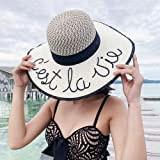 LDDENDP Summer Sun Visor Cappello di Paglia di Modo Selvaggio Cappello Pieghevole Beach Cappello di Sun Cappello Regolabile Wai Grande ...