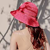LDDENDP Tessuti a mano cappello di paglia di estate delle signore del cappello di Sun di piegatura solare Hollow traspirante ...
