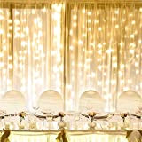 LE Tenda Luminosa 6 x 3m 600 LED Bianco Caldo, Luci di Catena Stringa Impermeabile, 8 Modalità di Illuminazione, Decorazioni ...