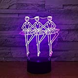 LED 3D Night Light Waltz Tango Slow Foxtrot Quick Step Rumba Color per Touch USB Table ara e (con telecomando)
