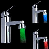 LED 7 colori: Cabeças de cor Mudar 1 pc CONDUZIU a Luz torneira de Água Da Torneira Sensore Temperatura RGB ...