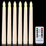 LED Electronic Candle Lights, 6 Pieces LED Flameless Flashing Electric Cone Candles Battery Powered with Timed Remote for Home Wedding ...