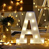 LED Lettere Luminose, Kaishengyuan Insegne Luminose Luci LED Alfabeto Luminoso per Decorazione di Casa, Matrimoni, Feste, Reception, Bar(A)