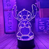 LED Night Light 3D Lilo e Stitch Luci notturne per bambini Anime 16 colori Lampada da tavolo USB Touch Remote ...