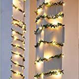 Led Stringa Luci a Batteria - 10M 100LED Natale Ghirlanda luminosa a forma di foglie - Rame filo Ghirlanda Catena ...