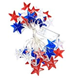 LED USA Star con Stringa USA 4 luglio Festa dell'indipendenza LED Stringa Decorative Stringa LED a Batteria con Telecomando per ...