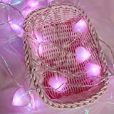 LEDMOMO - Ghirlanda a forma di cuore, dimensioni: 3 m, 20 LED, alimentata da batterie, luci fatate, ottima per ingresso, ...
