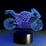 LEDMOMOMO 3D Illusione Ottica Luce Notturna,motociclo 3D Illusione Ottica Led Lampada cambia colore luce notturna