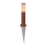 ledscom.de Bollard light PORU con picchetto di terra per esterno, IP44, 39cm, marrone + lampada a fiamma E27
