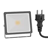 ledscom.de Faretto per esterni a LED FLIN, proiettore, impermeabile IP66, con spina grigio 10W 800lm bianco caldo