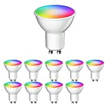 ledscom.de lampadina GU10 LED RGB, PAR16, bianco caldo - bianco (2900-6200K), 5,5W, 473lm, 103°, Smart Home, WLAN, Alexa, opaco, 10pcs.