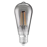 LEDVANCE Smart LED con Wifi, base E27, dimmerabile, bianco caldo (2500K), forma Edison, filamento chiaro in vetro fumé, sostituzione di ...